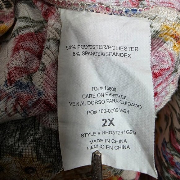 Rewind Womens Dress 2X XXL Pink Floral Ruffle Neck A-Line Stretch Sundress - Picture 7 of 7